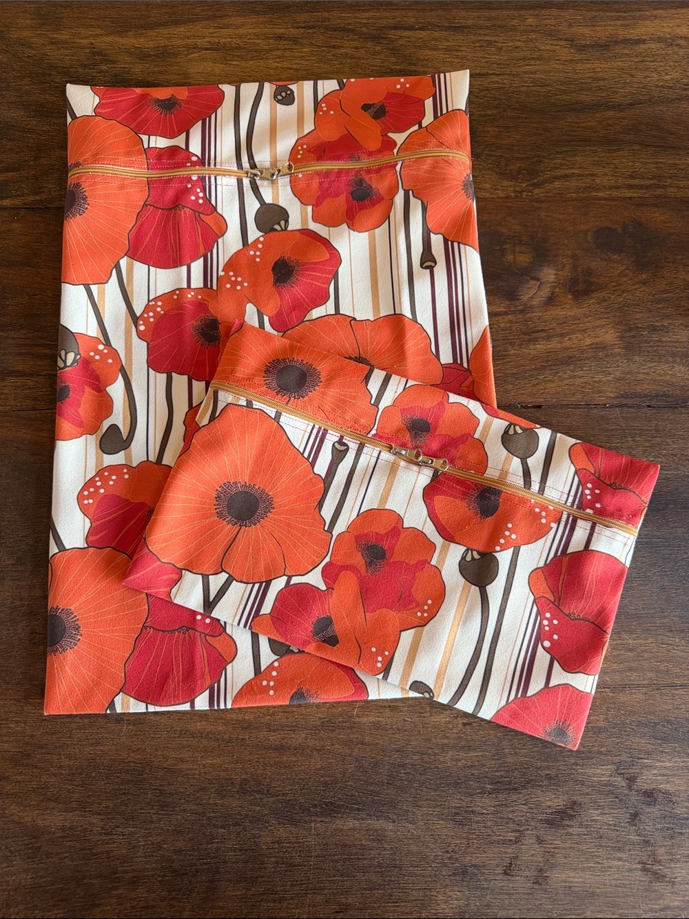 Vibrant Orange Poppy Laundry Bags for Traveling - Hand Crafted
